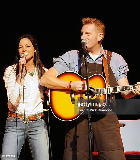 Singer/Songwriters/Husband & Wife team Joey Martin and Rory Feek perform during the 5th annual Stars For Second Harvest concert at the Ryman...