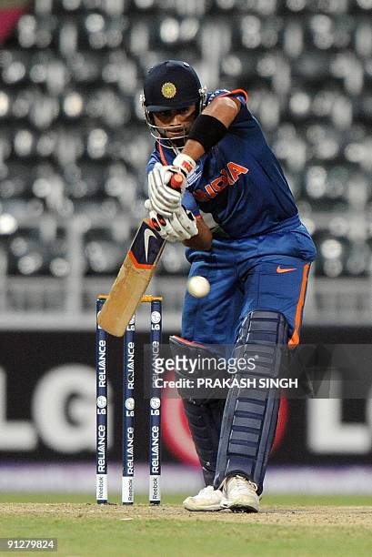 India's Virat Kohli plays a shot during the ICC Champions Trophy match between India and West Indies at Wanderers Stadium in Johannesburg on...