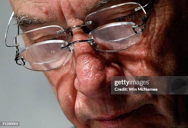 Sen. Charles Grassley reads over his notes with two pairs of eyeglasses during a markup hearing of the Senate Finance Committee September 30, 2009 in...