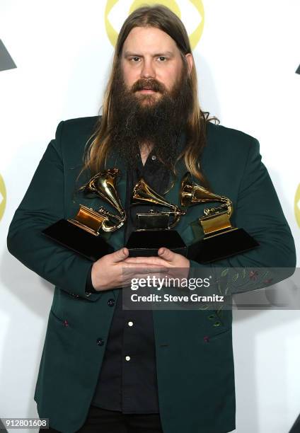 Chris Stapleton poses at the 60th Annual GRAMMY Awards at Madison Square Garden on January 28, 2018 in New York City.