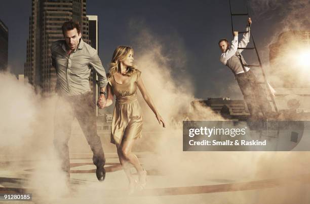 The cast of TV show Flashforward poses at a portrait session in Los Angeles, CA for TV Guide. Joseph Fiennes, Sonya Walger, Dominic Monaghan....