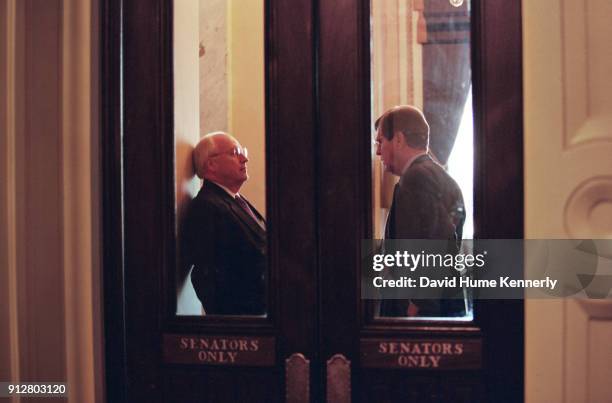 Vice President Dick Cheney talks with Senate Majority Leader Trent Lott in Washington, DC, January 23, 2001.