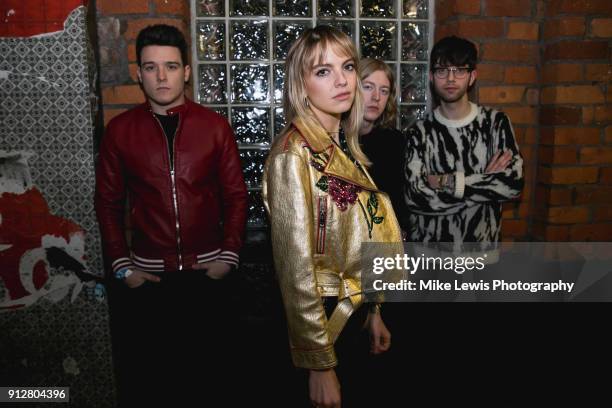 Harry Balazs, Charles Monneraud, Laura Hayden and Joshua Rumble of Anteros photographed at Clwb Ifor Bach on January 31, 2018 in Cardiff, Wales.