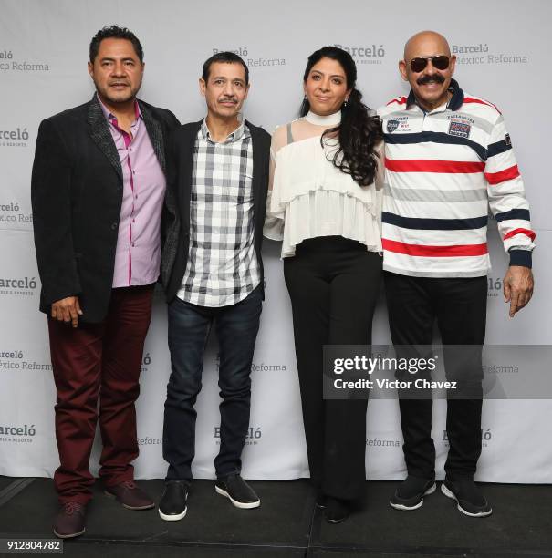 Joel Palacios, Eddie Santiago, Erika Sanchez and Oscar D'Leon attend a press conference to promote the Primer Festival Latinoamericano De La Salsa at...