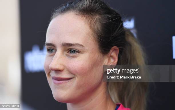Sydney Sixers captain Ellyse Perry speaks to media during the Big Bash League Semi Final media opportunity at Adelaide Oval on February 1, 2018 in...