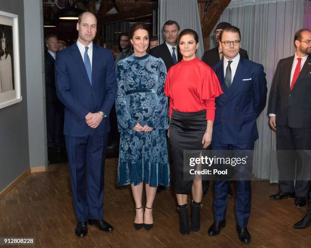 Catherine, Duchess of Cambridge, Prince William, Duke of Cambridge, Crown Princess Victoria of Sweden and Prince Daniel of Sweden during a reception...