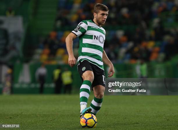 Sporting CP defender Stefan Ristovski from Macedonia in action during the Primeira Liga match between Sporting CP and Vitoria Guimaraes at Estadio...