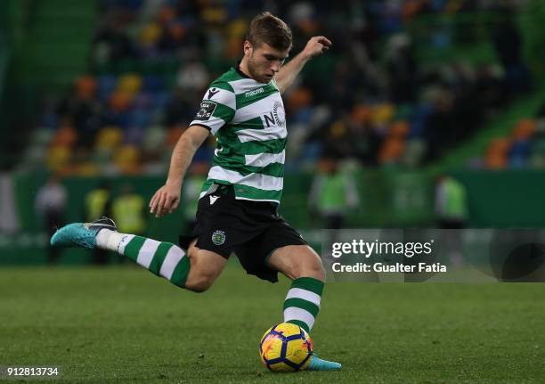 Sporting CP defender Stefan Ristovski from Macedonia in action during the Primeira Liga match between Sporting CP and Vitoria Guimaraes at Estadio...