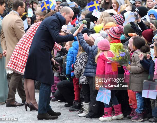 Catherine, Duchess of Cambridge and Prince William, Duke of Cambridge accompanied by Crown Princess Victoria of Sweden and Prince Daniel of Sweden...
