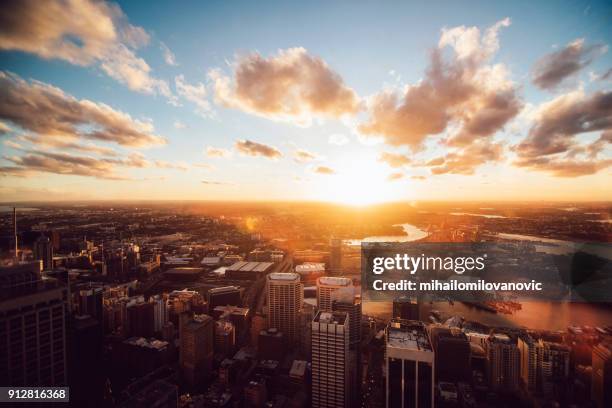 sky above sydney - city sunset stock pictures, royalty-free photos & images