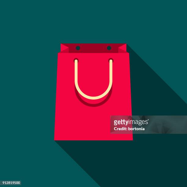 einkaufstasche flache design e-commerce-ikone - bag stock-grafiken, -clipart, -cartoons und -symbole
