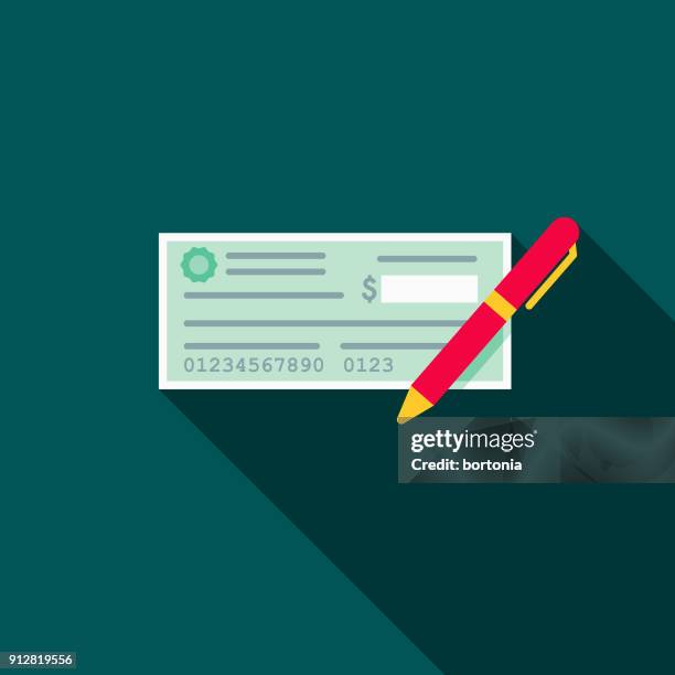 illustrazioni stock, clip art, cartoni animati e icone di tendenza di icona di e-commerce cheque flat design - assegno