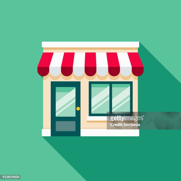 illustrazioni stock, clip art, cartoni animati e icone di tendenza di icona dell'e-commerce di design piatto della vetrina - negozio