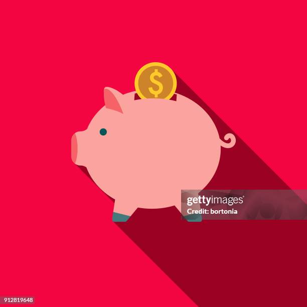 piggy bank flat design e-commerce icon - piggy bank stock illustrations