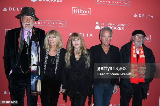 MusiCares Person of the Year 2018 honorees Mick Fleetwood, Christine McVie, Stevie Nicks, Lindsey Buckingham, and John McVie of Fleetwood Mac arrives...