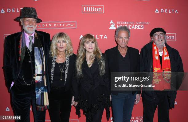 MusiCares Person of the Year 2018 honorees Mick Fleetwood, Christine McVie, Stevie Nicks, Lindsey Buckingham, and John McVie of Fleetwood Mac arrives...