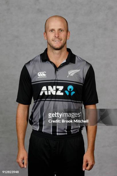 Seth Rance poses during the New Zealand International Twenty20 headshots session at Sydney Cricket Ground on February 1, 2018 in Sydney, Australia.
