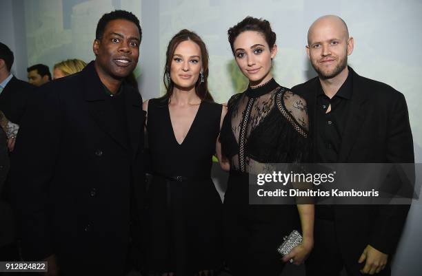 Chris Rock, Sofia Ek, Emmy Rossum and Daniel EK attend "The Minefield Girl" Audio Visual Book Launch at Lightbox on January 31, 2018 in New York City.