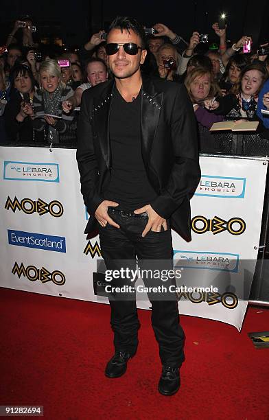 Peter Andre arrives at the MOBO Awards 2009 held at Glasgow's SECC on September 30, 2009 in Glasgow, Scotland.