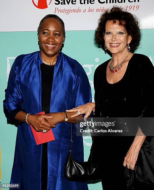 Singer Barbara Hendricks and actress Claudia Cardinale attend "Save the Children" cremony awards at Círculo de Bellas Artes on September 30, 2009 in...