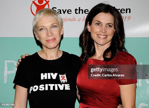 Singer Annie Lennox and actress Julia Ormond attend "Save the Children" cremony awards at Círculo de Bellas Artes on September 30, 2009 in Madrid,...