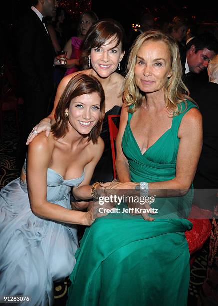 Actors Kate Walsh, Rachael Harris and Jessica Lange attends HBO's post Emmy Awards reception at the Pacific Design Center on September 20, 2009 in...