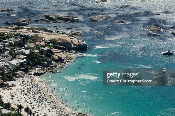 aerial view of camps bay, cape town, western cape province, south africa - camps bay stock-fotos und bilder