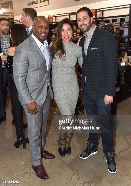 Erik Coleman, Sabrina Coleman and Eli Lunzer attend Gilt.com's Big Game Celebration benefiting the Challenged Athletes Foundation at Saks OFF 5TH on...