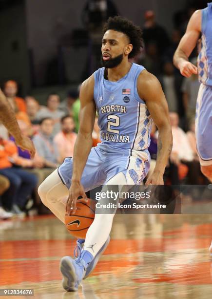 Joel Berry guard University of North Carolina during a college basketball game between the North Carolina Tar Heels and Clemson Tigers on January 30,...