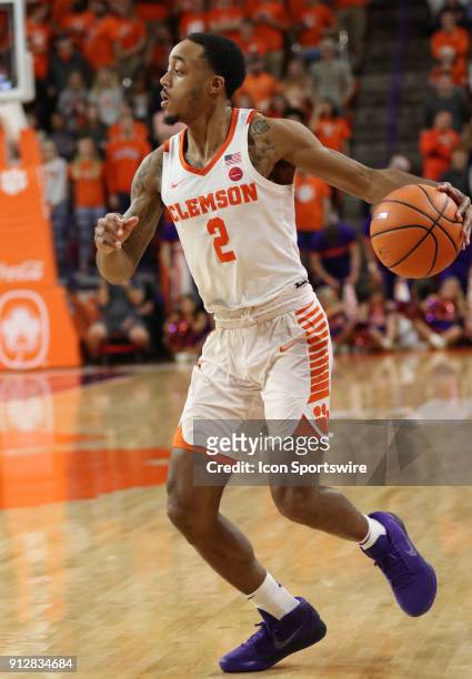 Marcquise Reed guard Clemson University Tigers during a college basketball game between the North Carolina Tar Heels and Clemson Tigers on January...
