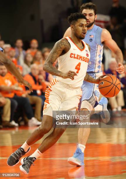 Shelton Mitchell guard Clemson University Tigers during a college basketball game between the North Carolina Tar Heels and Clemson Tigers on January...