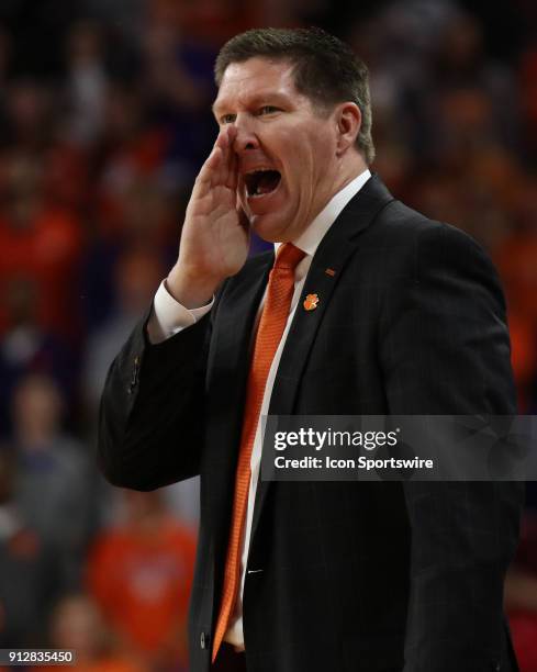 Brad Brownell nead coach Clemson University Tigers during a college basketball game between the North Carolina Tar Heels and Clemson Tigers on...