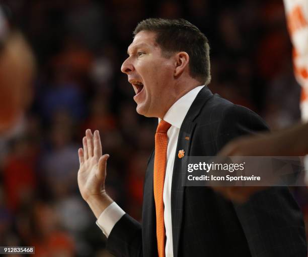 Brad Brownell nead coach Clemson University Tigers during a college basketball game between the North Carolina Tar Heels and Clemson Tigers on...