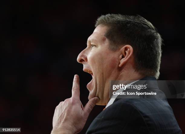 Brad Brownell nead coach Clemson University Tigers during a college basketball game between the North Carolina Tar Heels and Clemson Tigers on...
