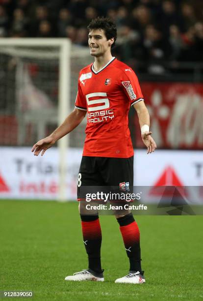 Yoann Gourcuff of Stade Rennais during the French League Cup match between Stade Rennais and Paris Saint Germain at Roazhon Park on January 30, 2018...