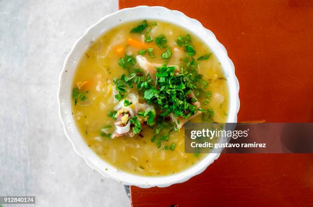 meat and vegetable soup - minestrone stock-fotos und bilder