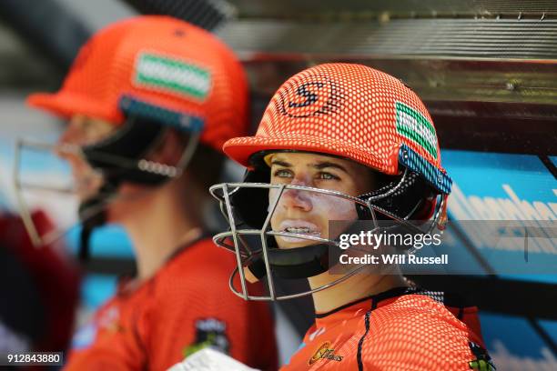 Nicole Bolton of the Scorchers prepares to bat during the Women's Big Bash League match between the Sydney Thunder and the Perth Scorchers at Optus...