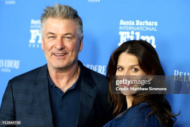 Alec Baldwin and Hilaria Baldwin at the Opening Night Film "The Public" Presented by Belvedere Vodka during the 33rd Santa Barbara International Film...