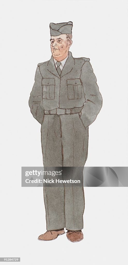 Illustration of United States Army Soldier wearing 1940s style uniform