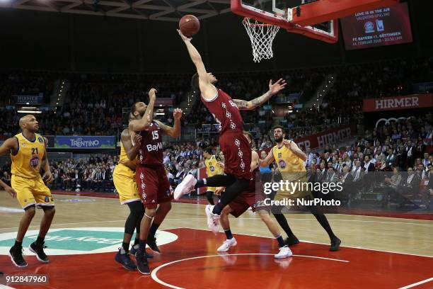 Stefan Jovic of Bayern Muenchen during the EuroCup Top 16 Round 5 match between FC Bayern Munich and Fiat Turin at Audi Dome on January 31, 2018 in...