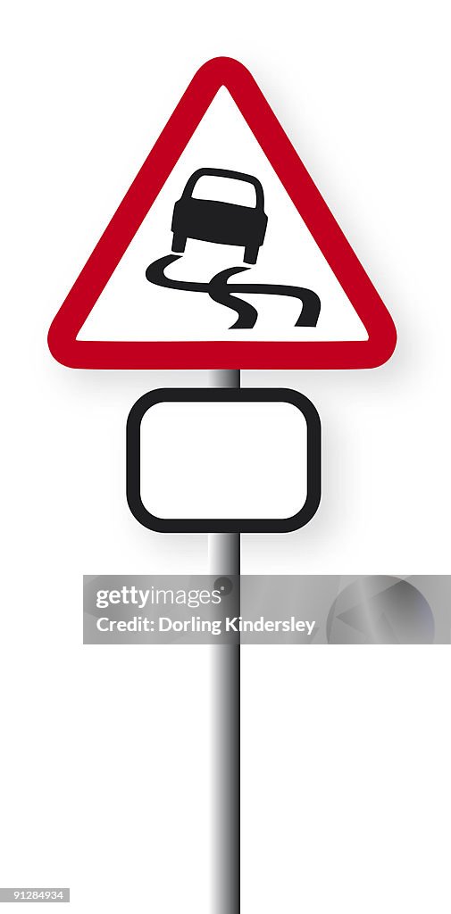 Digital illustration of sign warning of icy road ahead