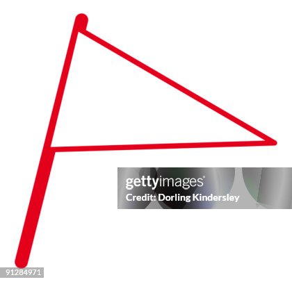 Outline Rounded Triangle Flag Digital Illustration Of Triangular Flag With Red Outline High-Res ...