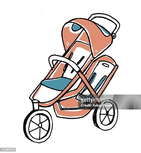 ilustraciones, imágenes clip art, dibujos animados e iconos de stock de digital illustration of three wheeled double pushchair - three wheeled pushchair