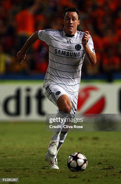 John Terry of Chelsea in action during the UEFA Champions League Group D match between Apoel Nicosia and Chelsea at the GSP Stadium on September 30,...