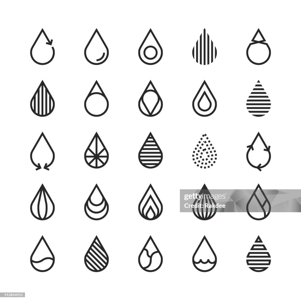 水ドロップ アイコン - ライン シリーズ