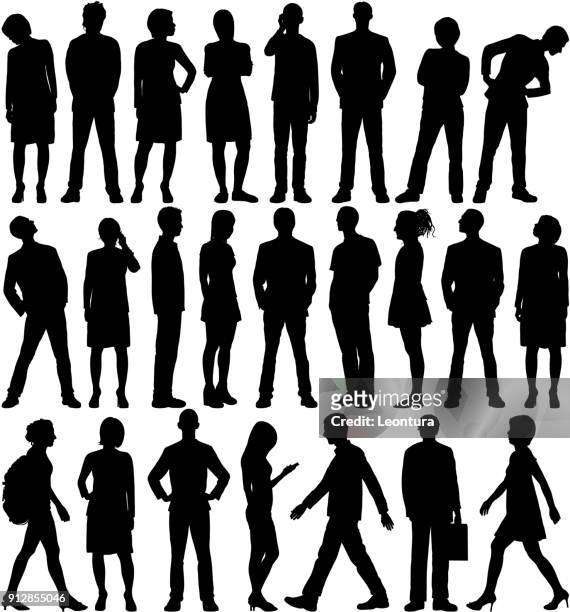 highly detailed people - man in silhouette stock illustrations
