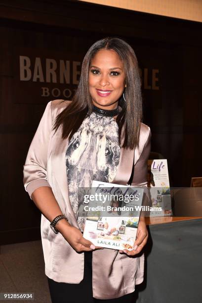 Author / former professional boxer Laila Ali signs copies of her new book "Food for Life" at Barnes & Noble at The Grove on January 31, 2018 in Los...