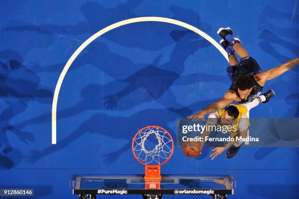 Tyler Ennis of the Los Angeles Lakers shoots the ball against the Orlando Magic on January 31, 2018 at Amway Center in Orlando, Florida. NOTE TO...