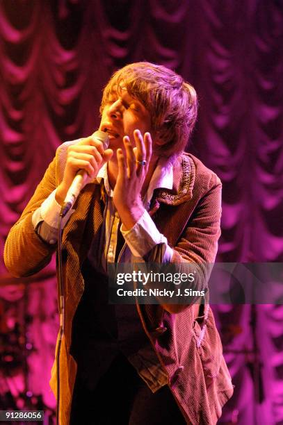 Paolo Nutini performs on stage at Hammersmith Apollo on September 30, 2009 in London, England.