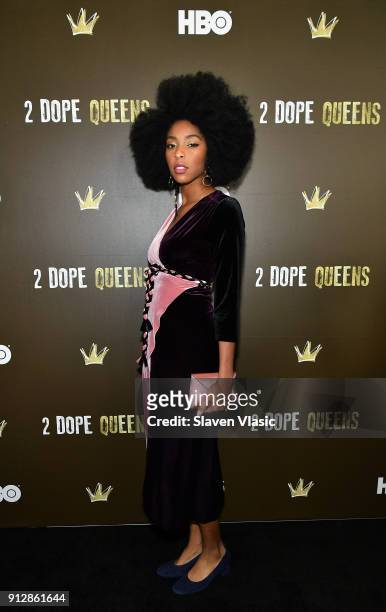 Actor Jessica Williams attends HBO's "2 Dope Queens" NYC slumber party premiere at Public Arts on January 31, 2018 in New York City.